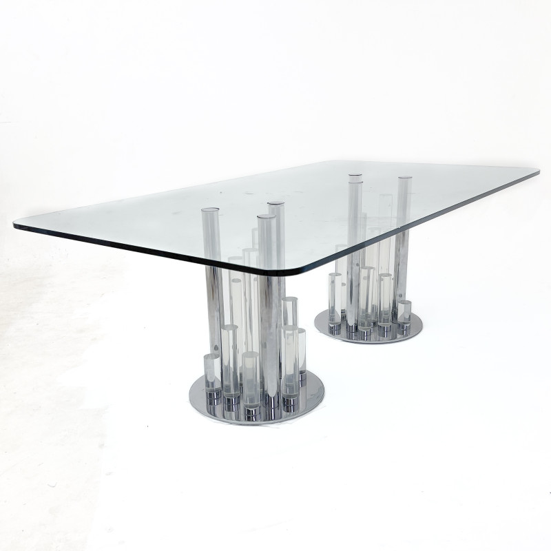 Charles Hollis Jones - "Skyscraper" Lucite and Chrome Dining Table