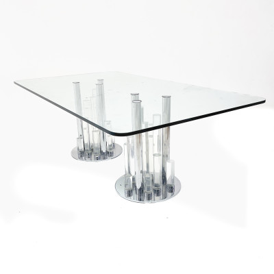Charles Hollis Jones - "Skyscraper" Lucite and Chrome Dining Table