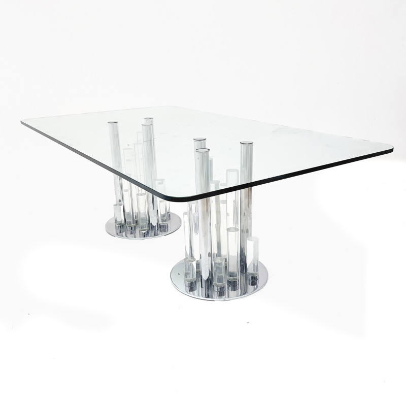 Charles Hollis Jones - "Skyscraper" Lucite and Chrome Dining Table