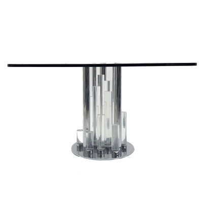 Charles Hollis Jones - "Skyscraper" Lucite and Chrome Dining Table