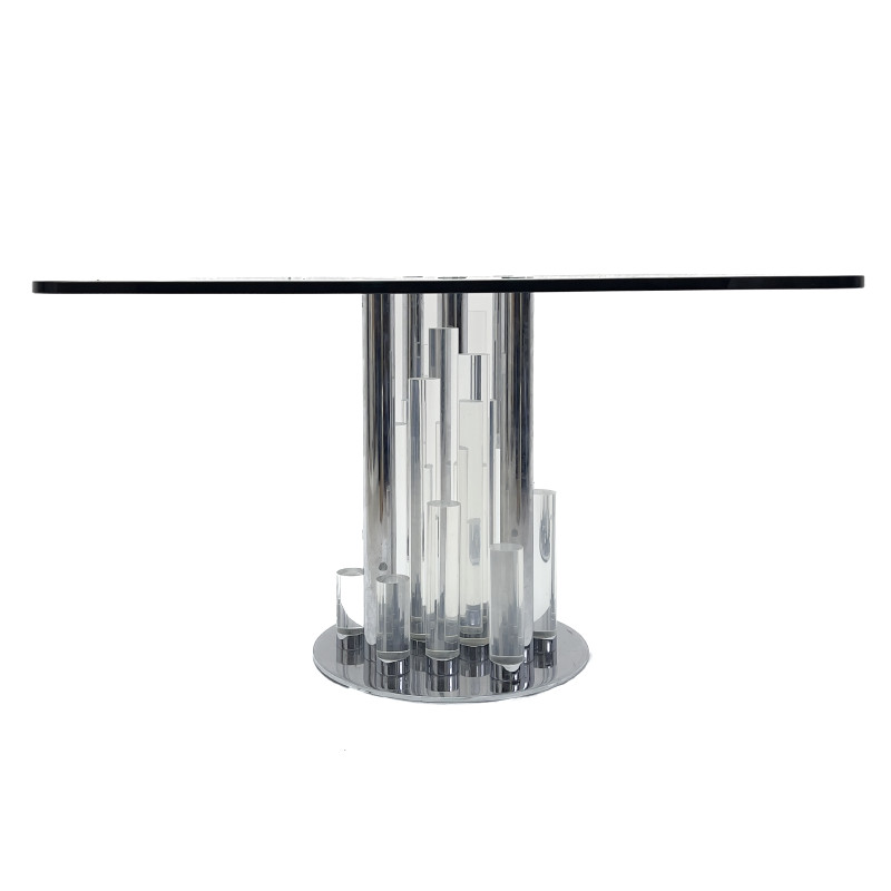 Charles Hollis Jones - "Skyscraper" Lucite and Chrome Dining Table