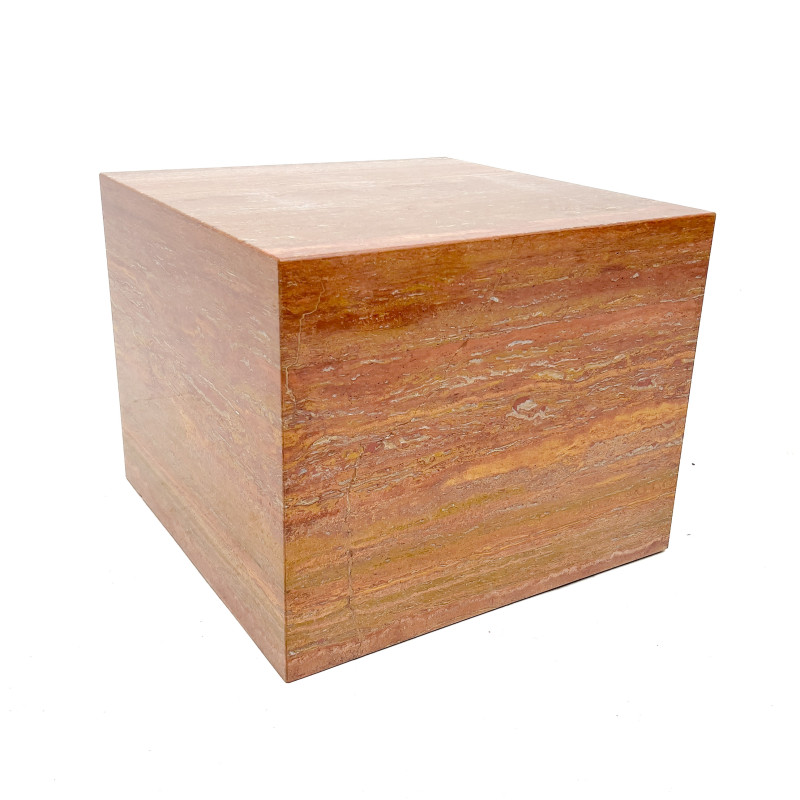 Red Travertine Cube Plinth or Table