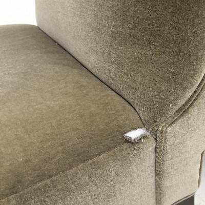 A Pair of Art Deco Style Mohair Upholstered Slipper Chairs