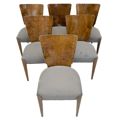 Image for Lot Jindřich Halabala (attributed) - A Suite of Six Art Deco Walnut Burl Dining Chairs