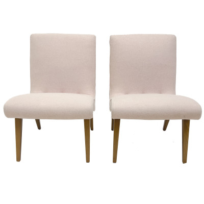 A Pair of Mid-Century Modern Style Pink Wool Lounge Chairs