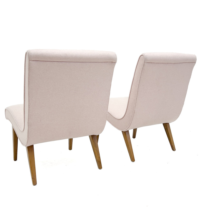 A Pair of Mid-Century Modern Style Pink Wool Lounge Chairs