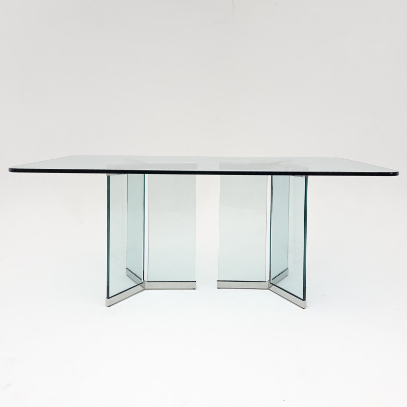 Leon Rosen - Pace Collection Glass and Chrome Dining Table (6060)