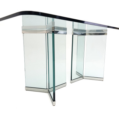 Leon Rosen - Pace Collection Glass and Chrome Dining Table (6060)