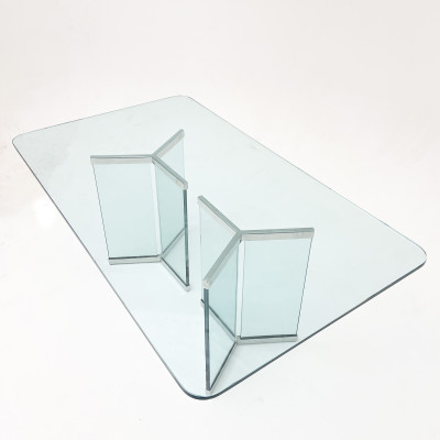 Leon Rosen - Pace Collection Glass and Chrome Dining Table (6060)