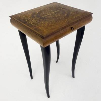 Image for Lot Italian Marquetry Music Box Side Table