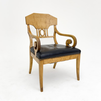 A Biedermeier Style Birch Armchair