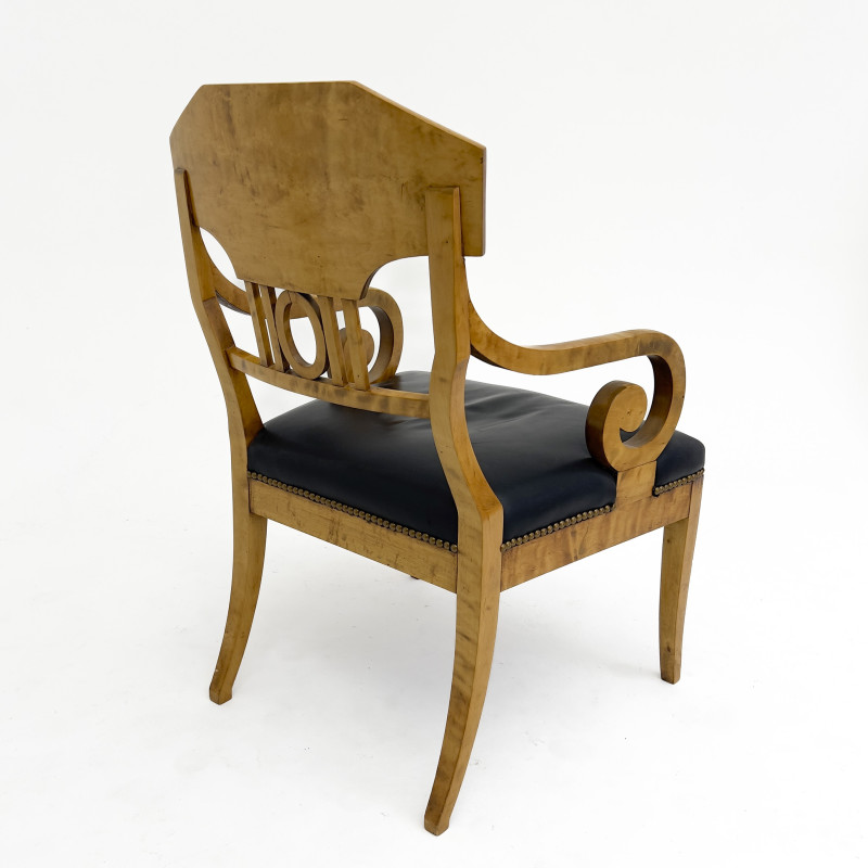 A Biedermeier Style Birch Armchair