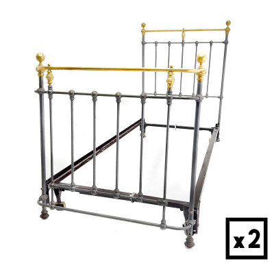 Image for Lot A Pair of Brass Topped Twin Bed Frames