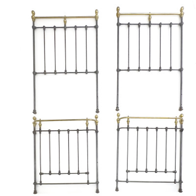 A Pair of Brass Topped Twin Bed Frames