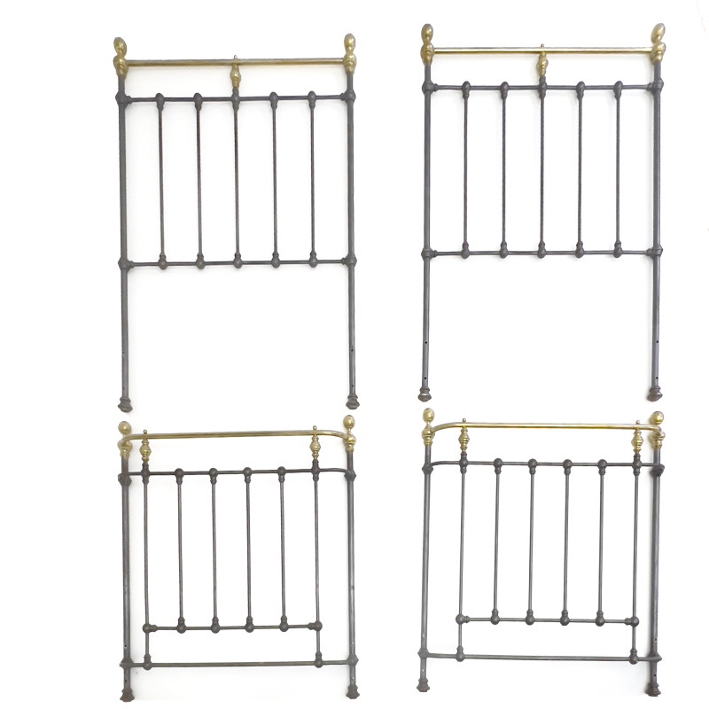 A Pair of Brass Topped Twin Bed Frames