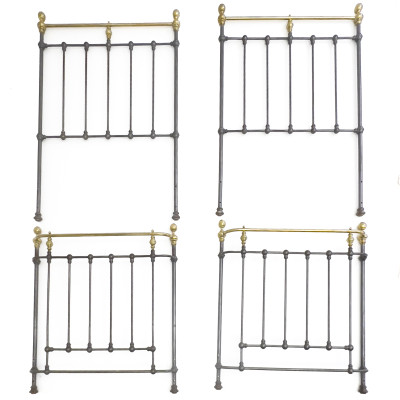 A Pair of Brass Topped Twin Bed Frames