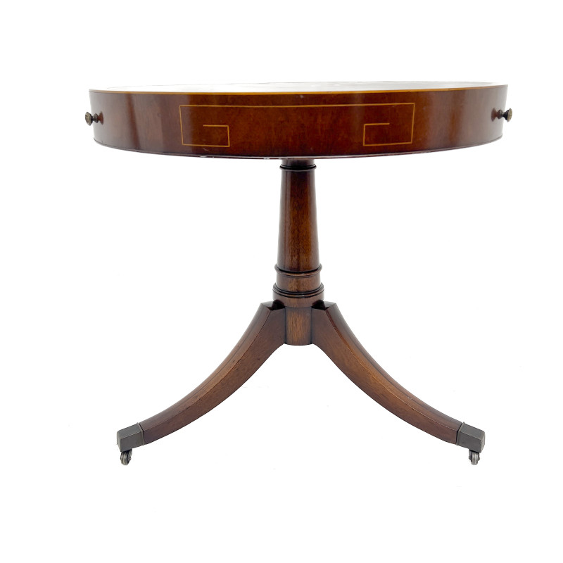 Duncan Phyfe Style Leather Top Drum Table