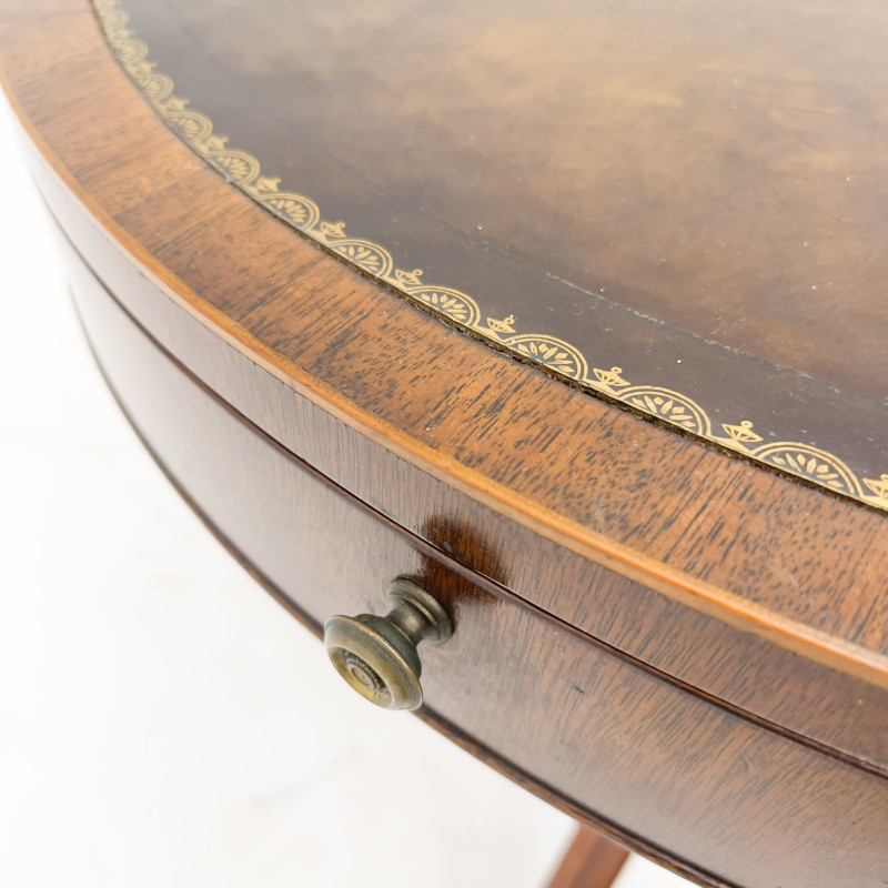 Duncan Phyfe Style Leather Top Drum Table