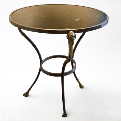 Image for Lot Contemporary Neoclassical-Style Brass, Iron and Marble Side Table