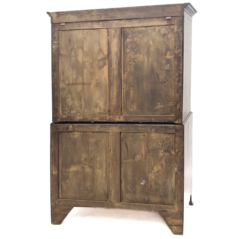 English Sheraton Mahogany Bow-Front Chest on Chest