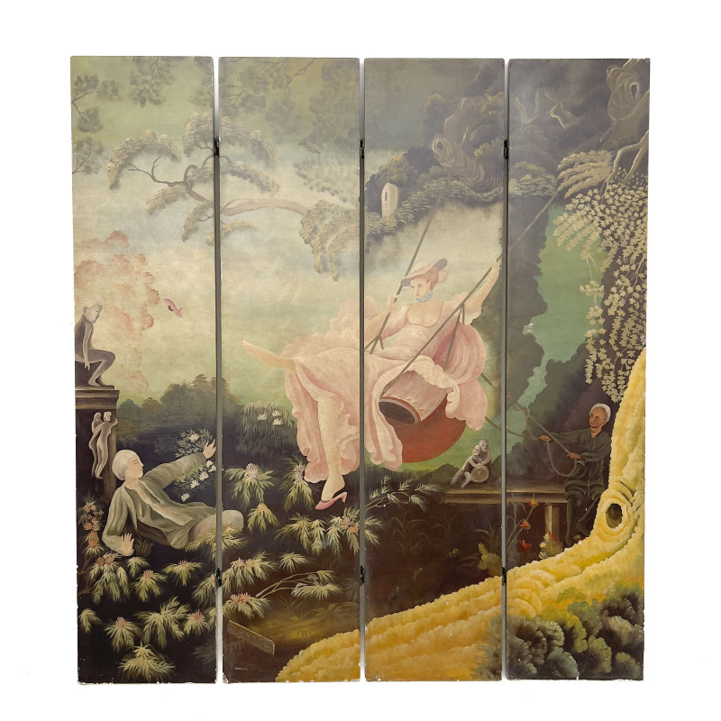 A Painted Room Divider After The Swing by Fragonard