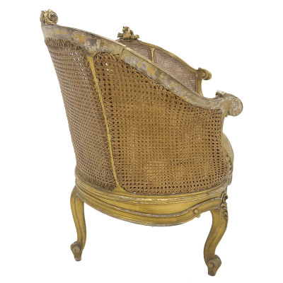 Antique French Louis XV Style Giltwood Caned Canape