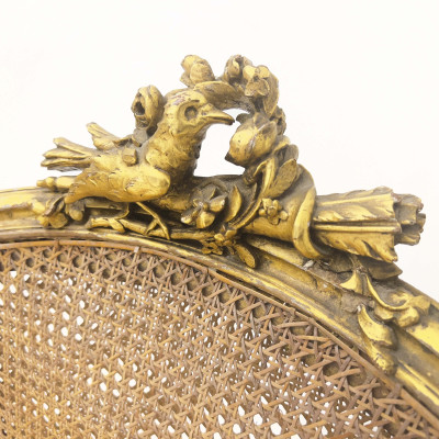 Antique French Louis XV Style Giltwood Caned Canape
