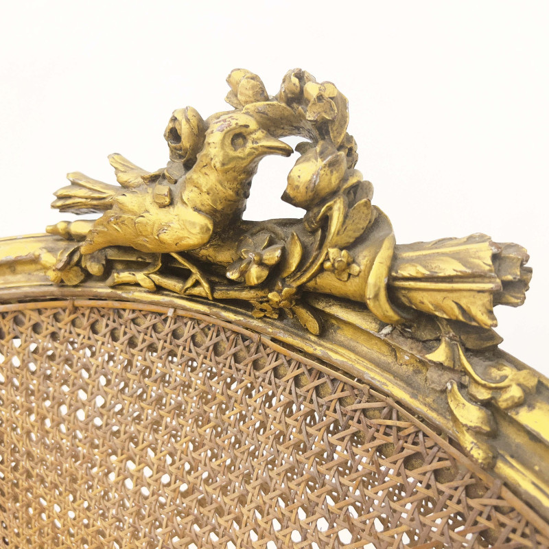 Antique French Louis XV Style Giltwood Caned Canape