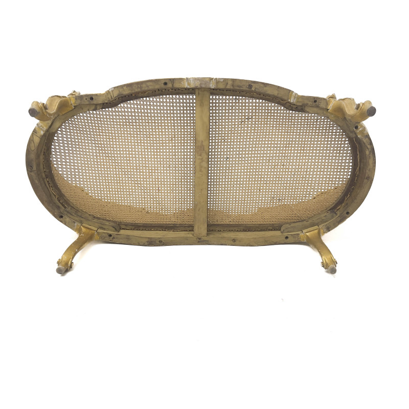 Antique French Louis XV Style Giltwood Caned Canape