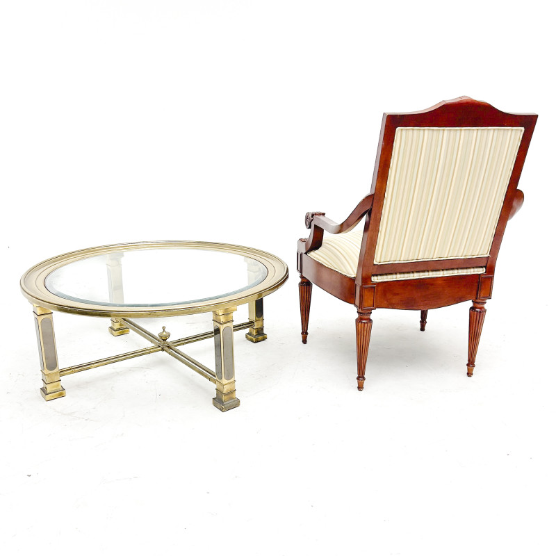 Neoclassical Style Open Armchair and Coffee Table