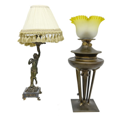 Image for Lot Art Nouveau Metal Table Lamps (2)