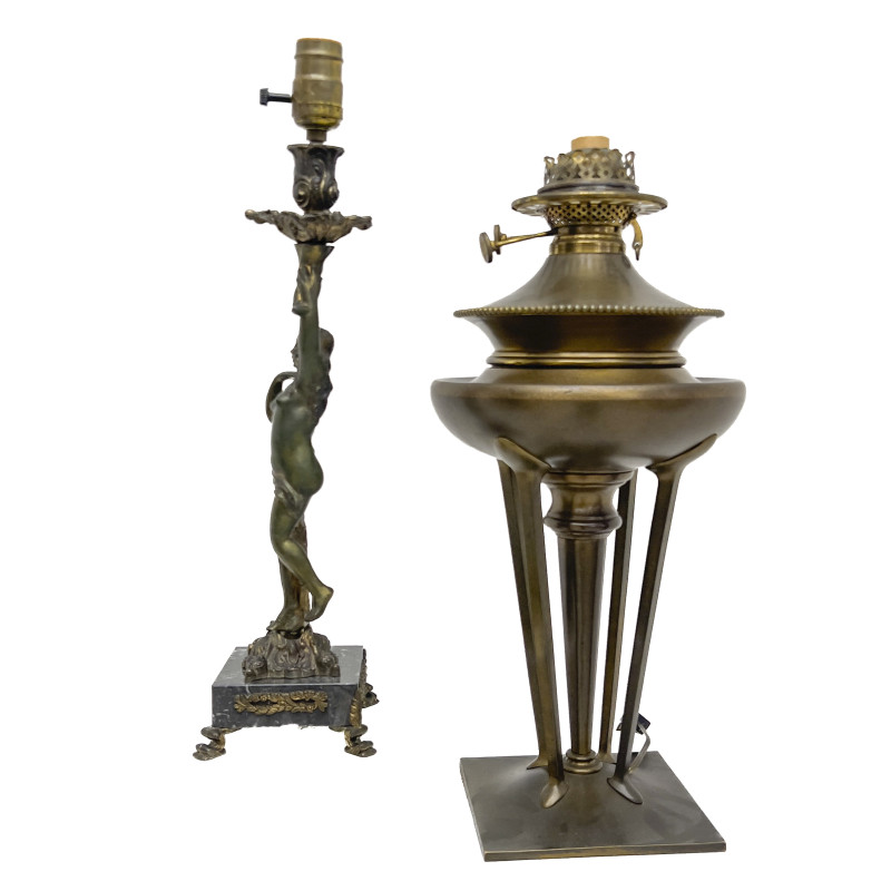 Art Nouveau Metal Table Lamps (2)
