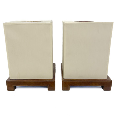 Image for Lot Dominic Chambon - A Pair of Contemporary Table Cube Lamps