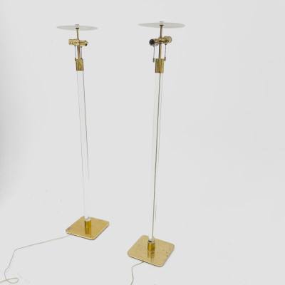 Hansen Lighting - Mid-Century Modern Glass and Brass Floor Lamps