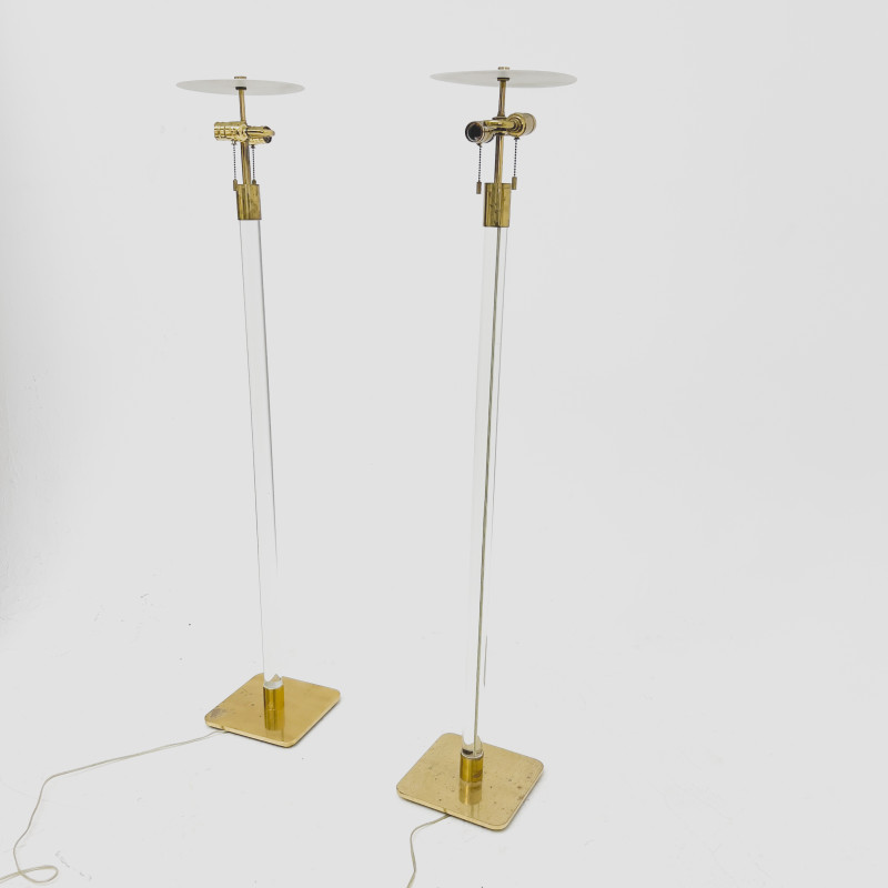 Hansen Lighting - Mid-Century Modern Glass and Brass Floor Lamps