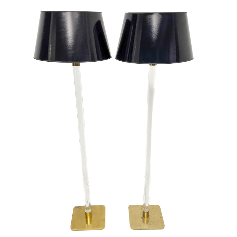 Hansen Lighting - Mid-Century Modern Glass and Brass Floor Lamps