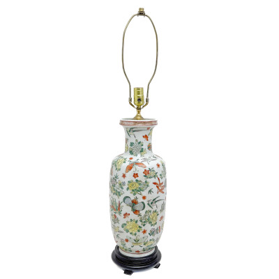 Image for Lot Chinese Porcelain Famille Rose Vase Mounted as Lamp