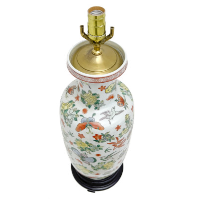 Chinese Porcelain Famille Rose Vase Mounted as Lamp