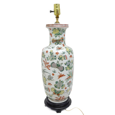 Chinese Porcelain Famille Rose Vase Mounted as Lamp