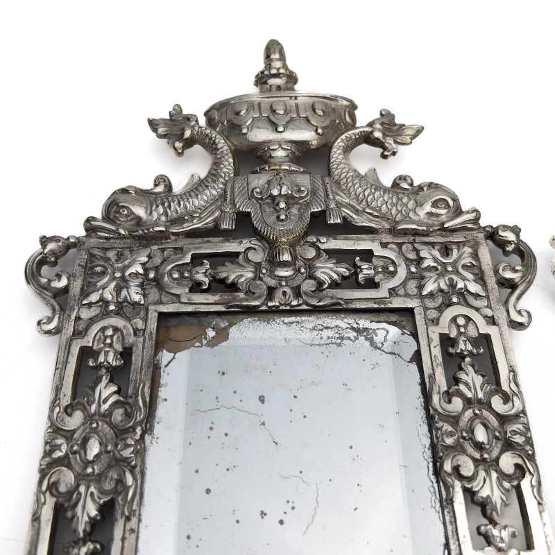 A Pair of Continental Silver-Plated Girandole Wall Sconces