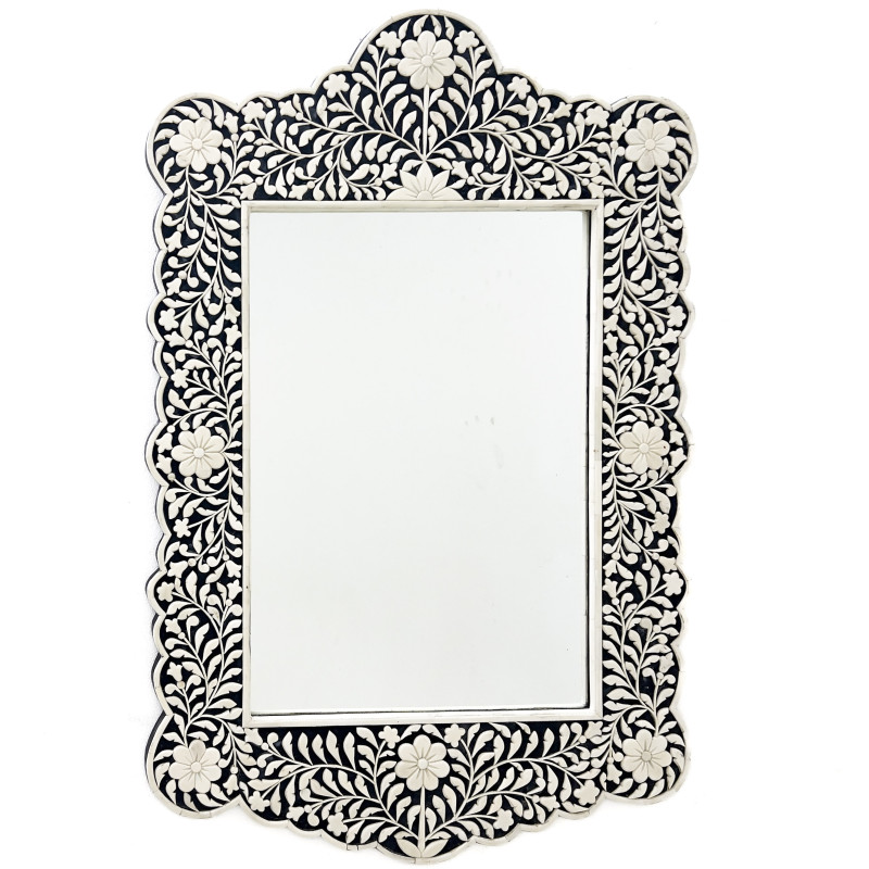 Contemporary Bone Mirror and Ceramic Table Lamp