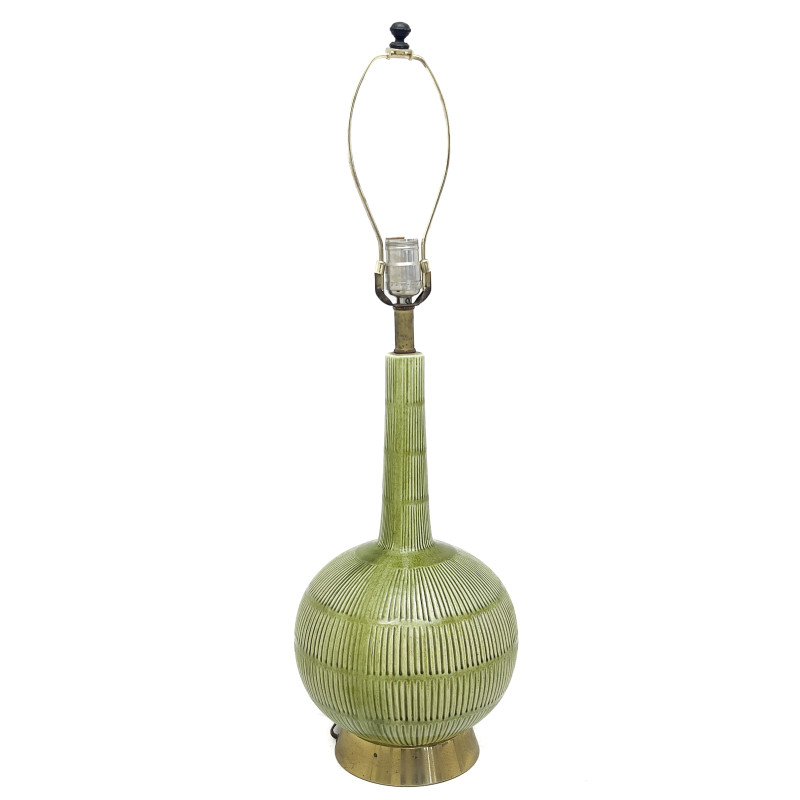 Contemporary Bone Mirror and Ceramic Table Lamp