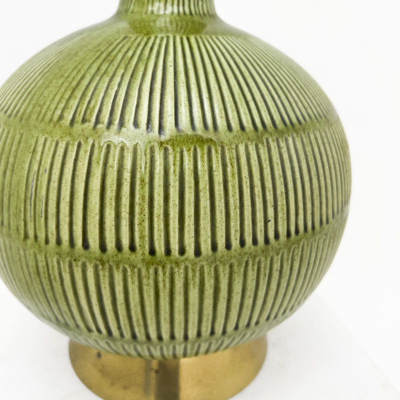 Contemporary Bone Mirror and Ceramic Table Lamp
