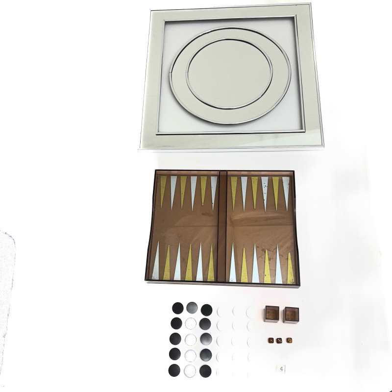 Modern Wall Mirror and Backgammon Set