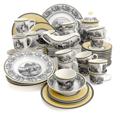 Image for Lot Villeroy & Boch - Audun Ferme, Fleur, and Chasse Partial Coffee Service and Dinnerware