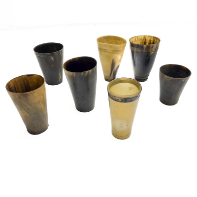 Image for Lot German Silver-Mounted Horn Beakers