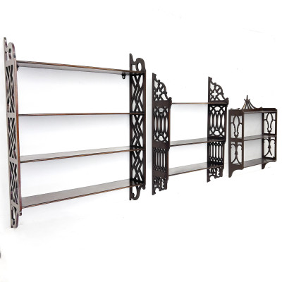 Image for Lot Georgian Style Mahogany Hanging Shelves (3)