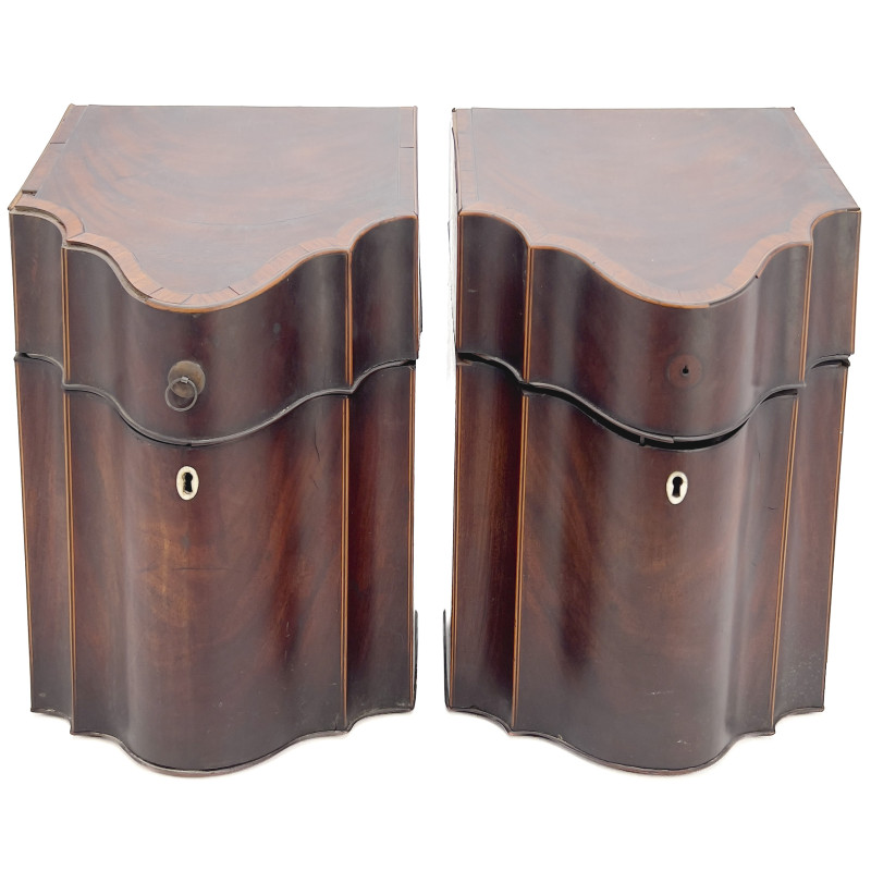 Pair of Georgian Inlaid Mahogany Knife Boxes