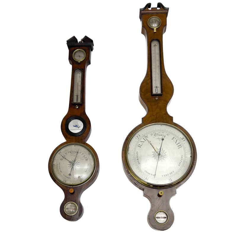 Two Victorian Mahogany Banjo Barometers