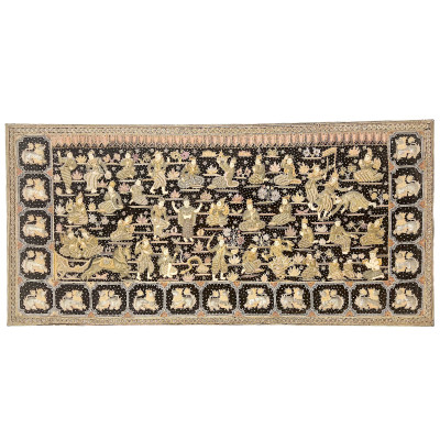 Image for Lot Burmese Kalaga Ramayana Tapestry Quilted Embroidery
